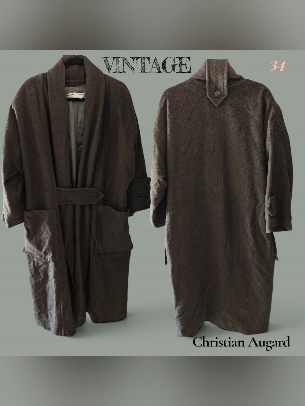 Women's Olive Green Trench Coat - Vintage Shawl Collar 💚🤎